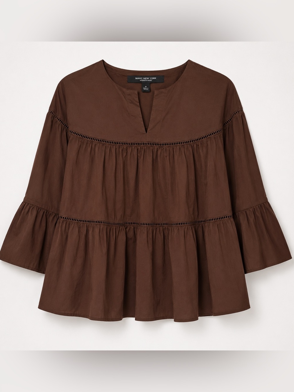 Marc New York Brown Tiered Peasant Tunic Top